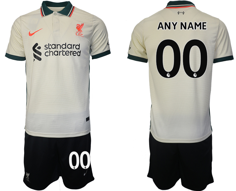 Men 2021-2022 Club Liverpool away cream customized Soccer Jersey->liverpool jersey->Soccer Club Jersey
